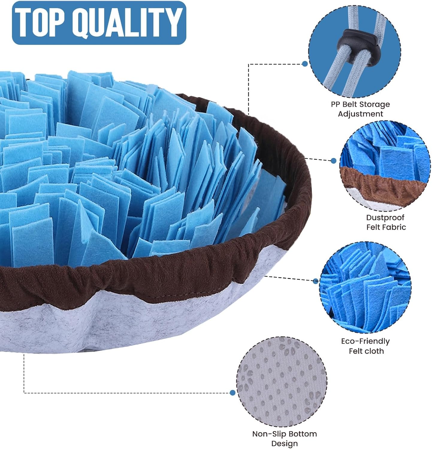 Snuffle Mat for Dogs - Adjustable Interactive Puzzle Toy for Large & Small Breed Slow Feeder for Mental Stimulation & Stress Relief Encourages Natural Foraging Ideal for Indoor & Outdoor Use