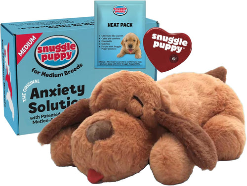 Original Heartbeat Puppy Toy with Real-Feel Pulse & Heat Pack, Calming Sleep Aid for Puppy Anxiety, Crate Training, First Nights & New Puppy Transition - Biscuit