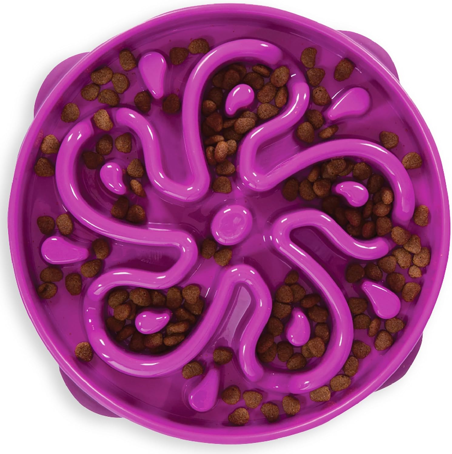 Storeroomx Feeder Slow Bowl – Large 4‑Cup Capacity, Slow Feeding, Medium to Large Dogs, Non‑Slip, Purple, Flower Pattern