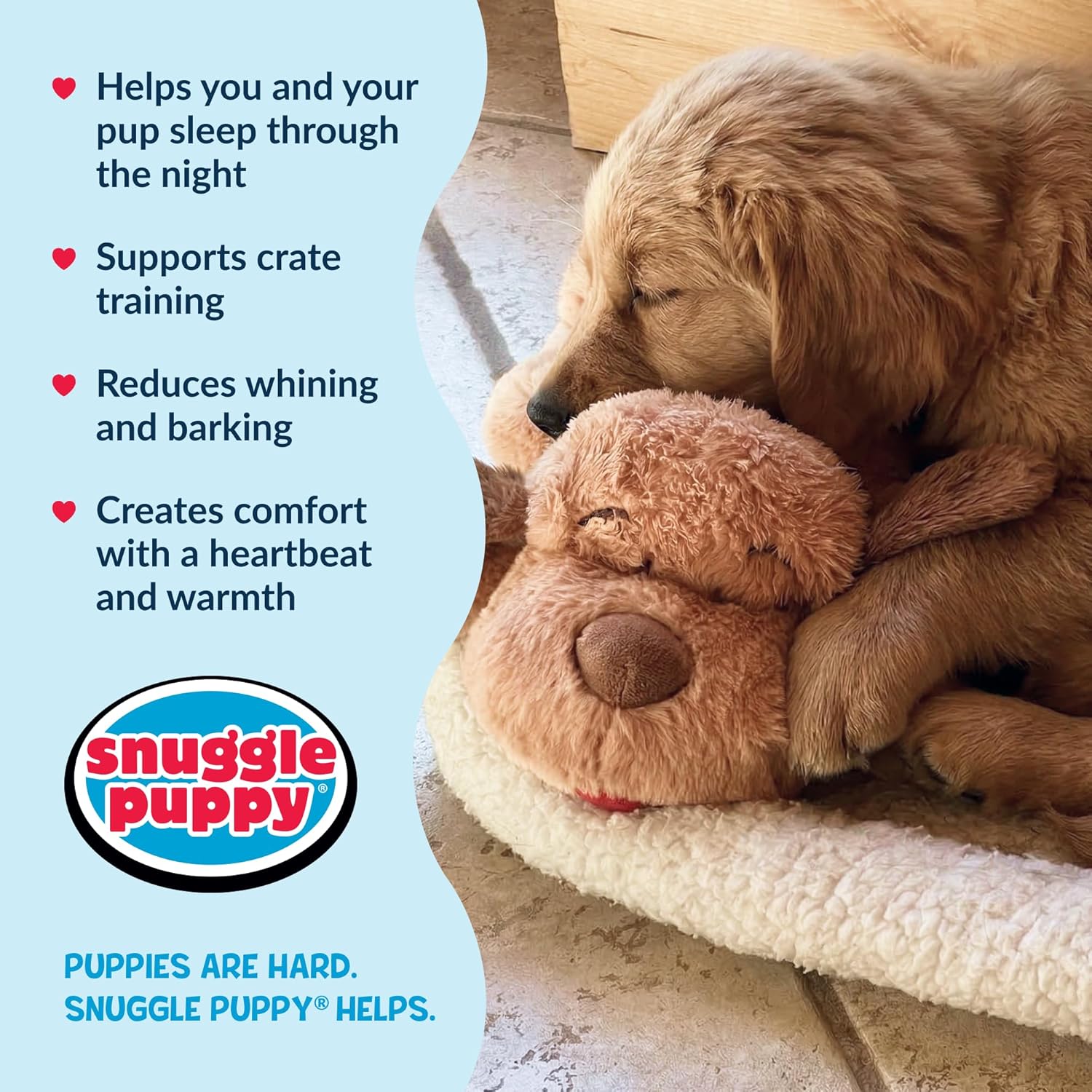 Original Heartbeat Puppy Toy with Real-Feel Pulse & Heat Pack, Calming Sleep Aid for Puppy Anxiety, Crate Training, First Nights & New Puppy Transition - Biscuit