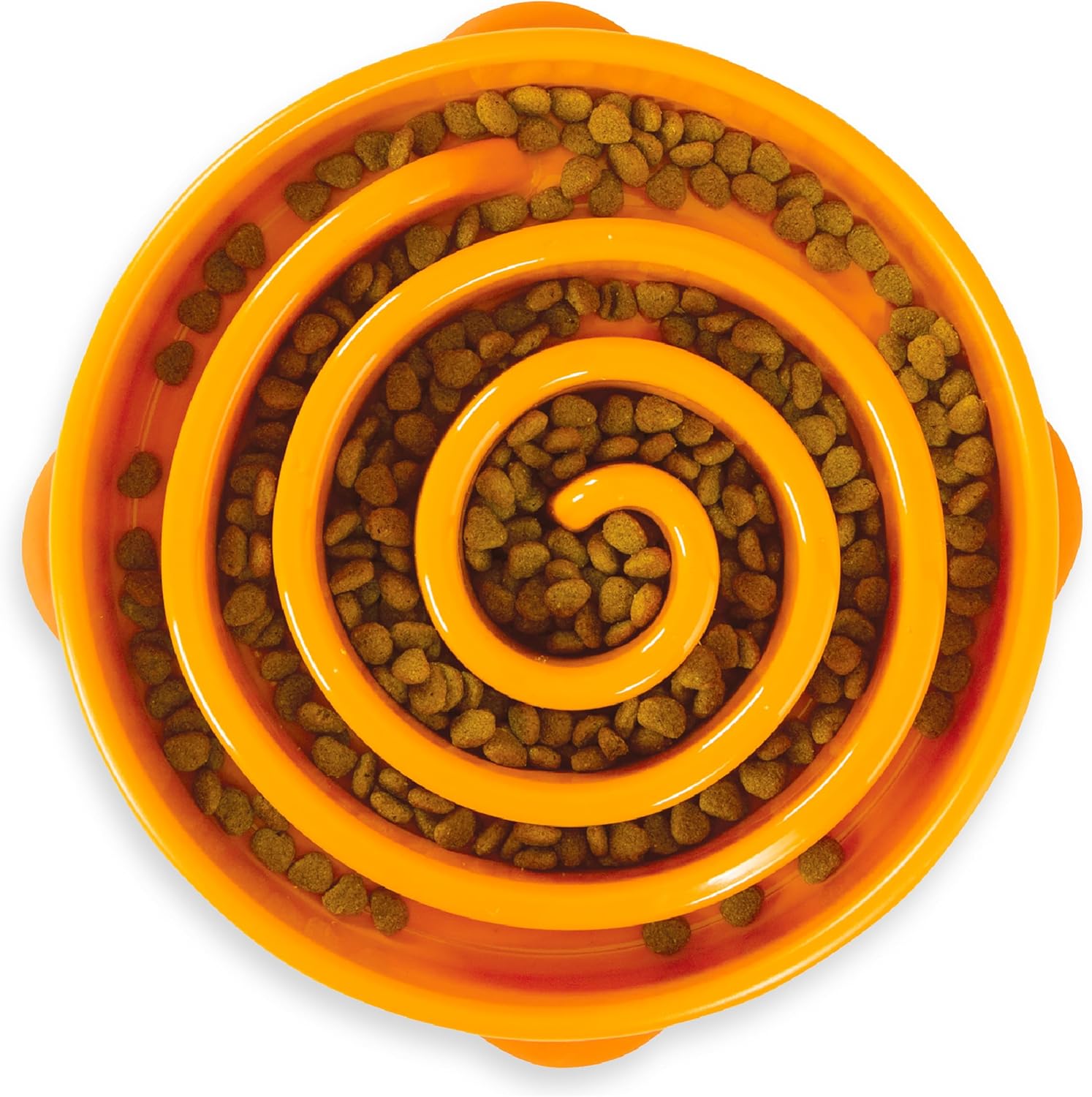 Storeroomx Slow Feeder Bowl – Large 4‑Cup Capacity, Slow Feeding, Medium to Large Dogs, Non‑Slip, Orange, Swirl Pattern