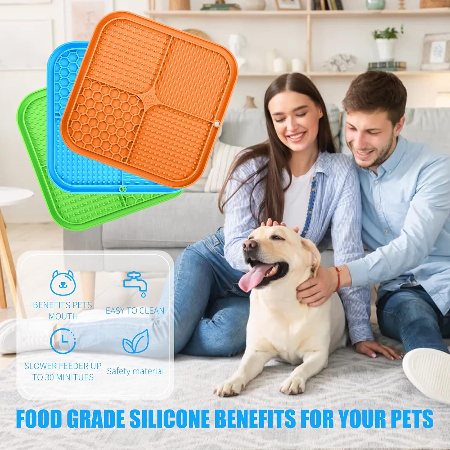 Lick Mat for Dogs, Premium Lick Pad with Suction Cups for Dog Anxiety Relief, Slow Feeder Dog Bowls, Bathing, Grooming and Training.
